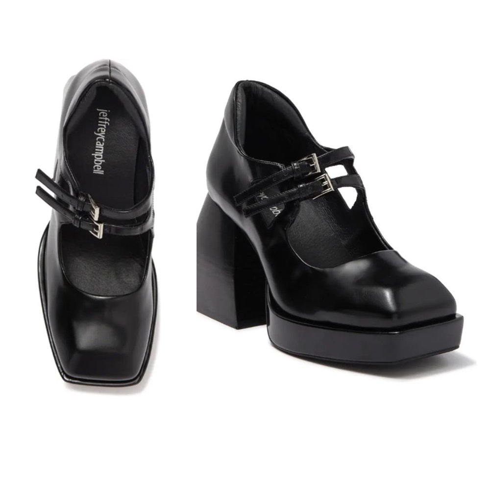 NIB💥 JEFFREY CAMPBELL Double Strap Mary Jane Platform Pump Block Heel- Size 8